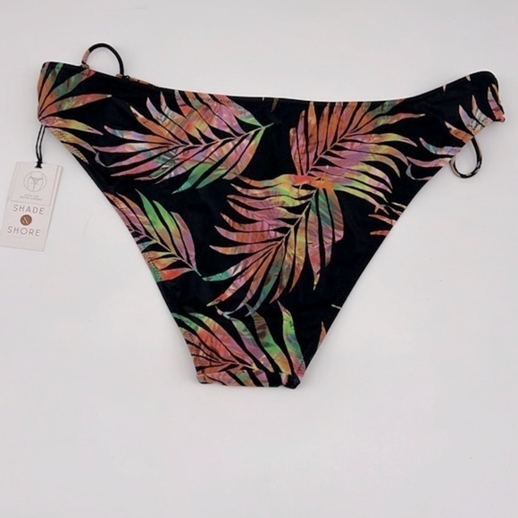 Shade & Shore High Leg Extra Cheeky Colorful Tropical Leaves on Black XL 16-18 - Picture 2 of 6